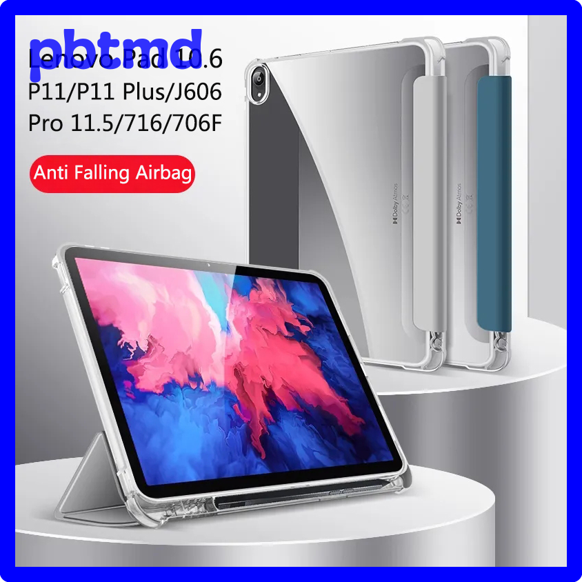 [Pbtmd] Vỏ máy tính bảng cho Lenovo Tab P11/P11 cộng với nắp hộp đựng bút chì cho Lenovo xiaoxin Pad 2022 10.6 Pad Pro 11.5 đứng trường hợp funda