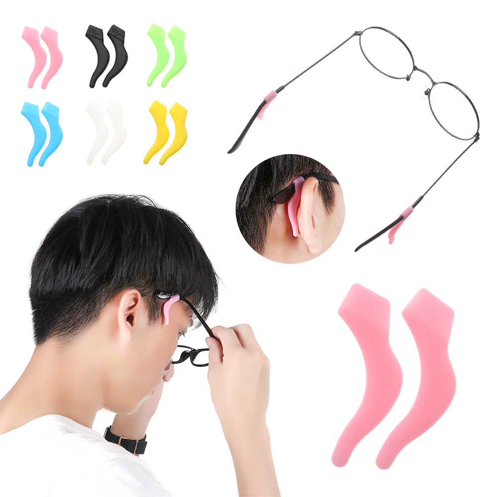 LIURU 2 pairs Eyewear Hook Grips Eyeglasses Outdoor Anti Slip Eyeglass Holder Glasses Ear Hooks Sports Temple Tips Soft Ear Hook