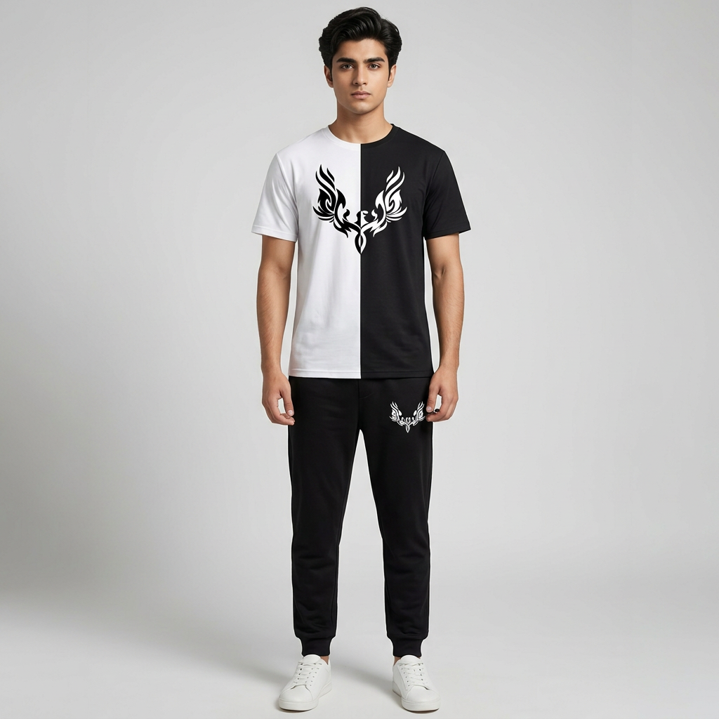 New trendy wings printed summer tracksuit for men and boys