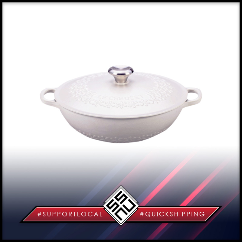 SSNU235 Le Creuset Enamelled Cast Iron Fleur Flower Round Casserole 22 cm Cotton Matte White Singapore