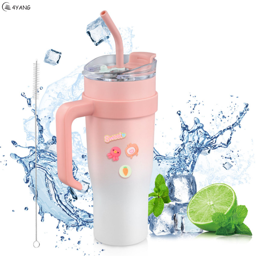 1182ml Travel Mug 40oz Tumbler with Straw and Lid, Stainless Steel Double Wall Vacuum Insulated Coffee Mug for Hot and Cold Coffee, Travel Mug with Handle, Coffee Mug for On The Go