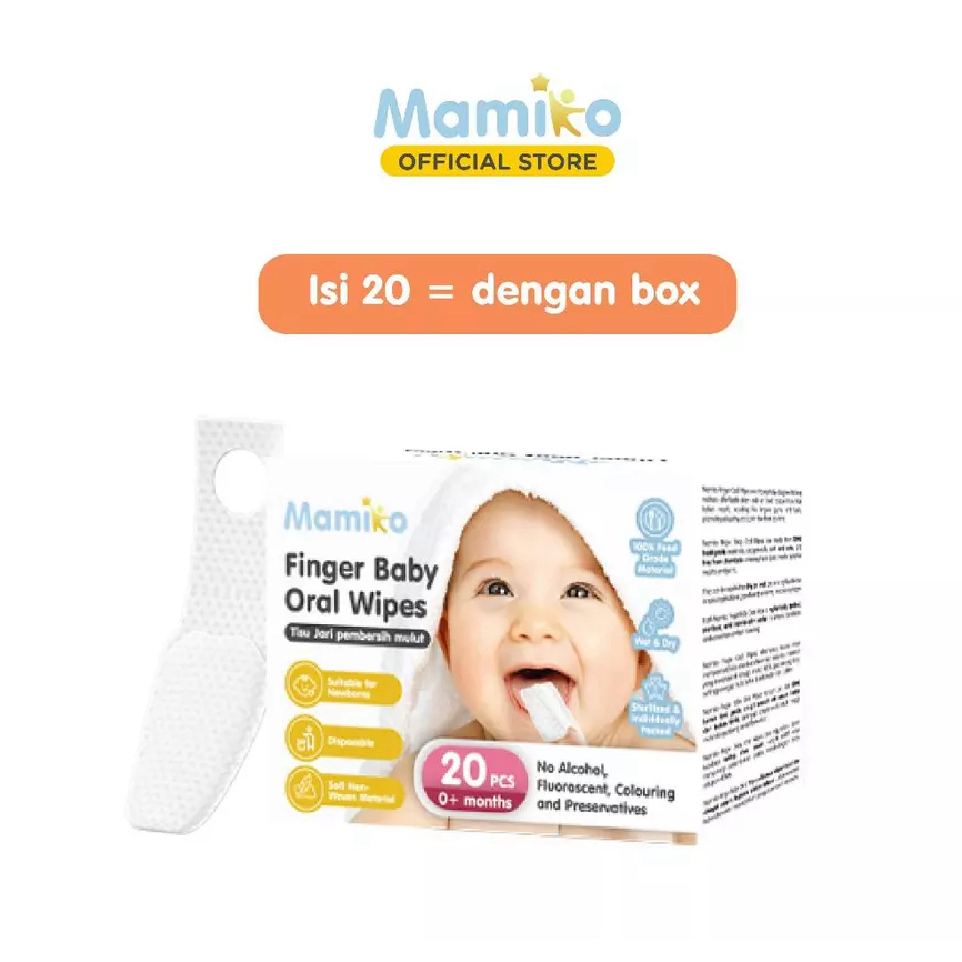 Mamiko Finger Baby Oral Wipes 20 | 50 Pcs - Kasa Pembersih Lidah Gusi Gigi Mulut Bayi