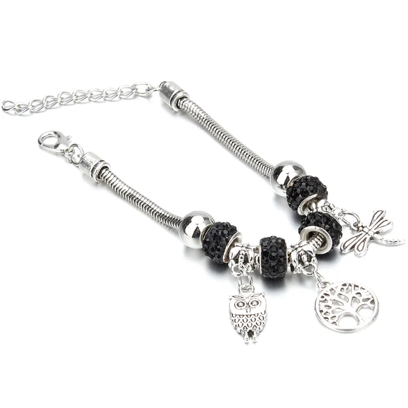 Antique Original Elephant Key Lock Shape 6 Colors Charm Bracelets for Women Glass Beads Bracelet Bangle DIY Jewelry Gifts