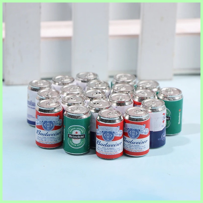 [LSDKKNCOCAIOPH SHAOPDJ 167] 4PCS 1/12 Miniature Soda Beer Can Bottles Dollhouse Kitchen Accessories For Dollhouse Decals New