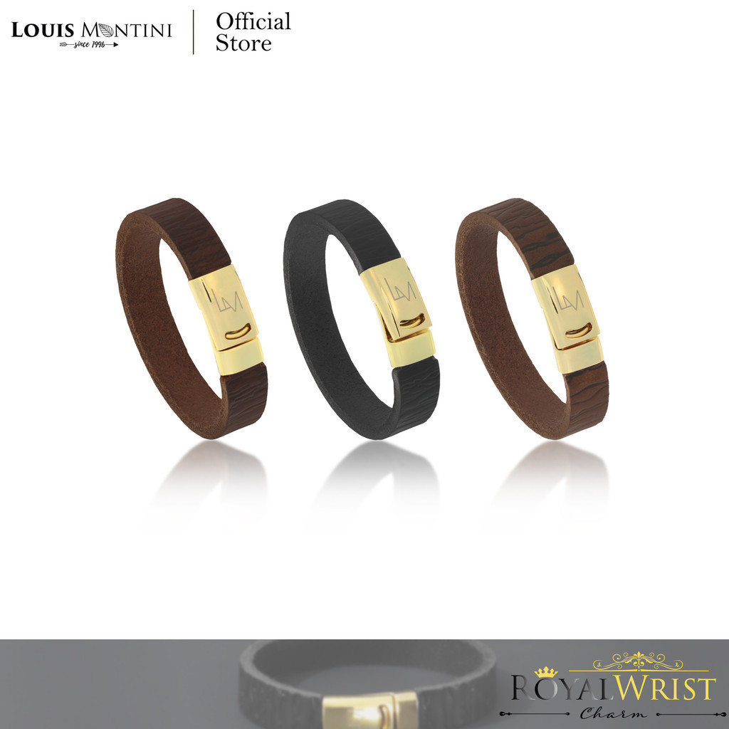 Louis Montini (RoyalWrist Charms) กำไลข้อมือหนังวัวแท้ลายไม้ Cowhide Bracelets LEABL008 ราคา 249 บาท*ส่งฟรี