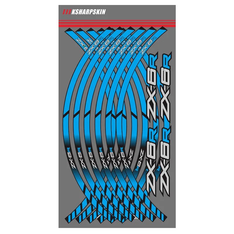 12 Strips Motorcycle Wheel Sticker Reflective Rim Stripe outer Rim Accessory Stickers For ZX6R zx-6r