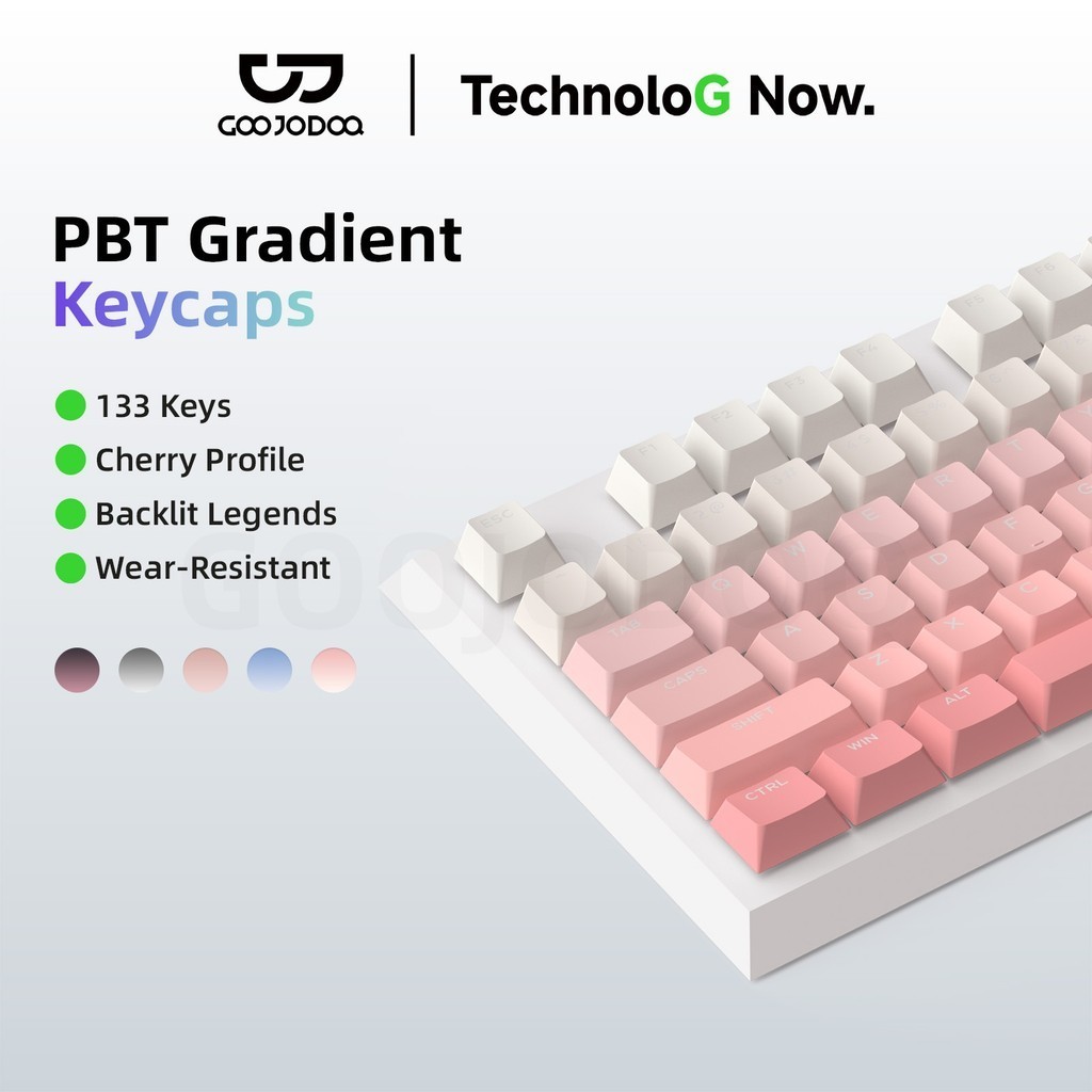 Bàn phím cơ GOOJODOQ 133 phím, keycap gradient cao cấp, mặt trước trong suốt, Bền bỉ và chống dầu