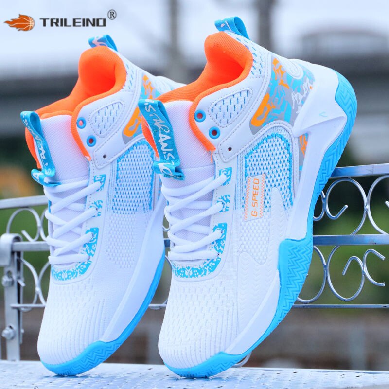 TRILEINO Men's Basketball Shoes Air Cushion Women Mesh Sneakers Male Breathable Anti-Skid Outdoor Sports Shoes Tenis Masculino