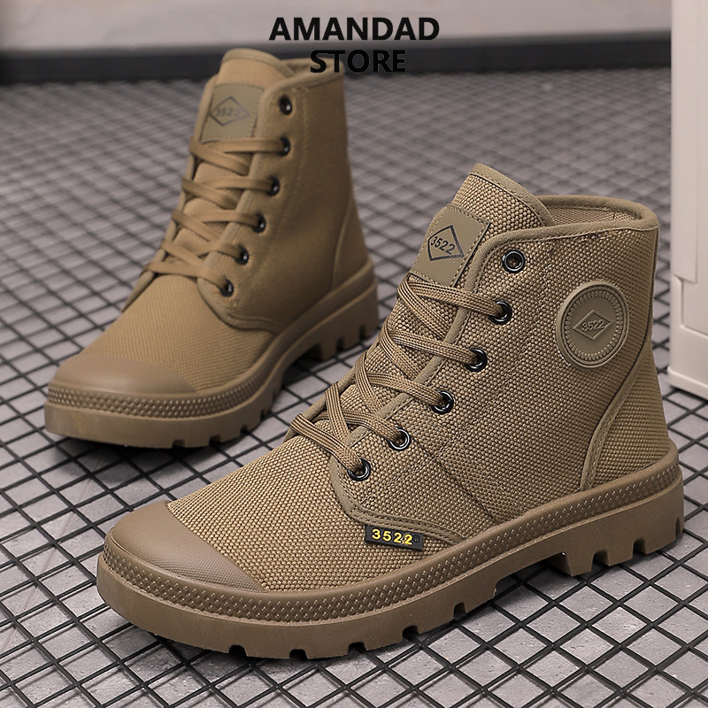 QiaoYiLuo High quality canvas shoes for men, washed retro shoes that go with everything, British outdoor leisure tools, Martin boots that go with everything