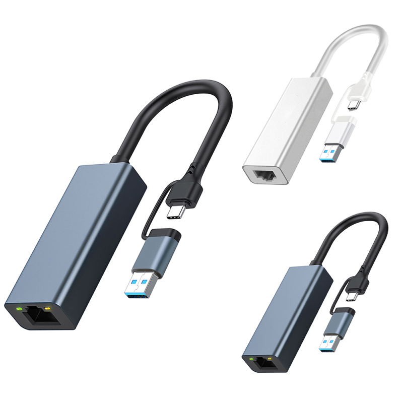 2 trong 1 Bộ chuyển đổi Ethernet USB để 1000/100mbps Bộ chuyển đổi mạng RJ45 Mạng LAN có dây Bộ chuyển đổi cho laptop PC