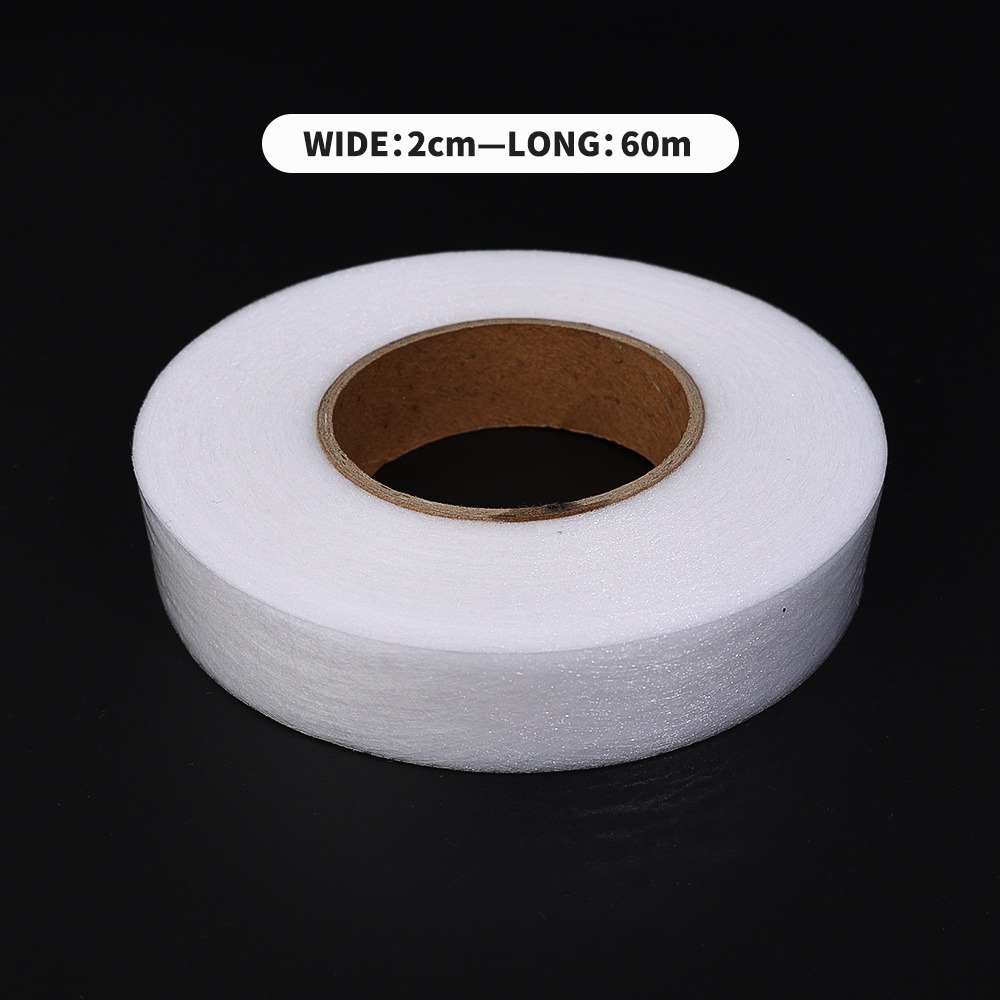 FINNIANR 60M Interlining Adhesive Tape DIY Double-sided Clothes Ironing Hem Tapes Non-woven Sewing Interlining for Shorten Repair Pants