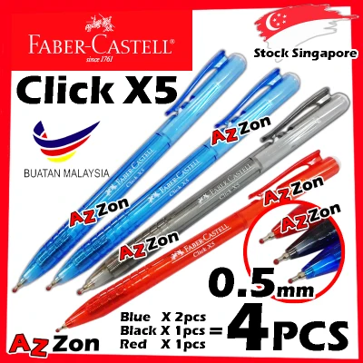 Faber Castell Click X5 Ball Pen 0.5mm Needle Point Retractable Super Smooth 100% Original Genuine Faber-Castell 1425