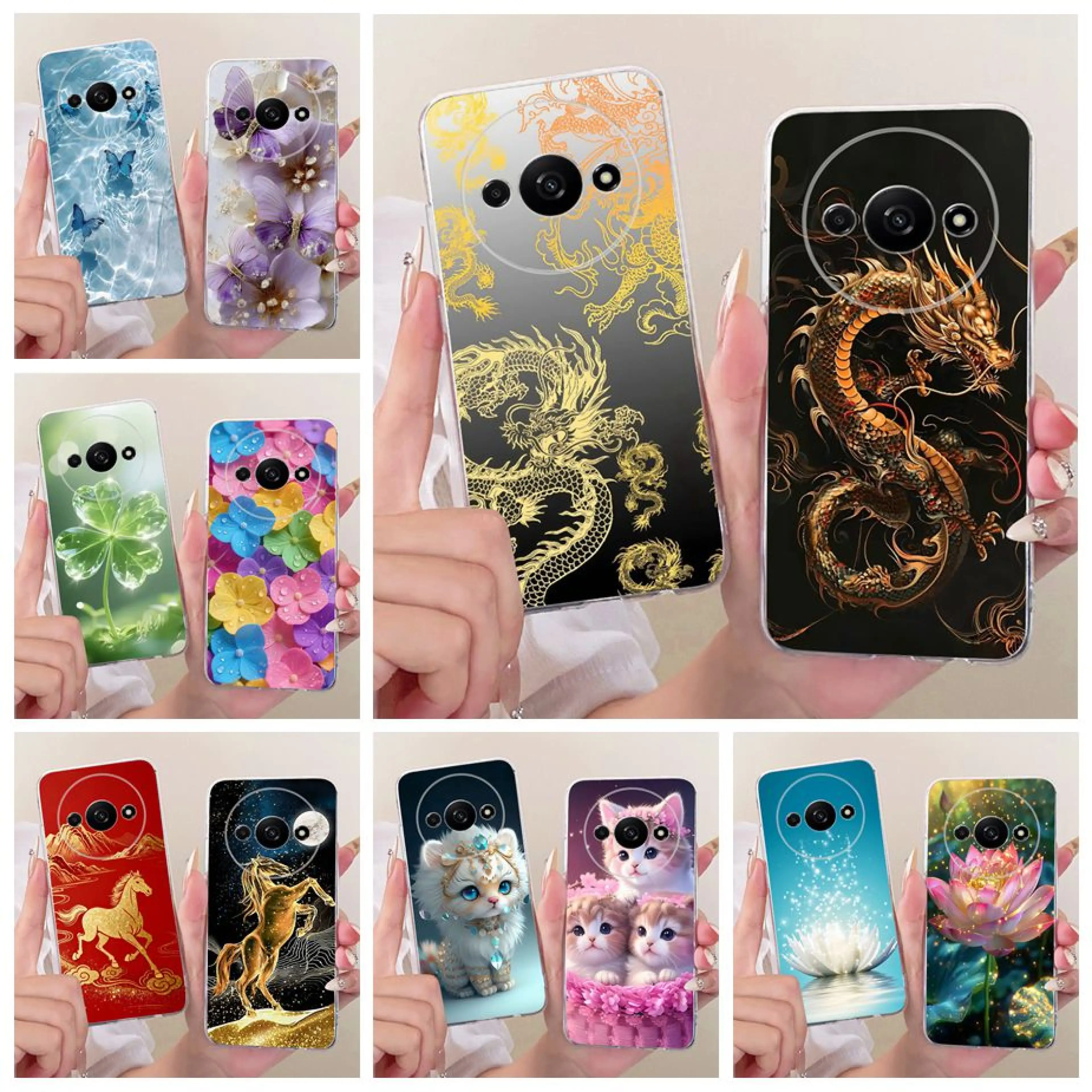For Xiaomi Redmi A3 Case Redmi A3x 4G Cool Dragon Painted Cover Soft Silicone Phone Case For Xiaomi Redmi A3 Pro A4 RedmiA4 Bags