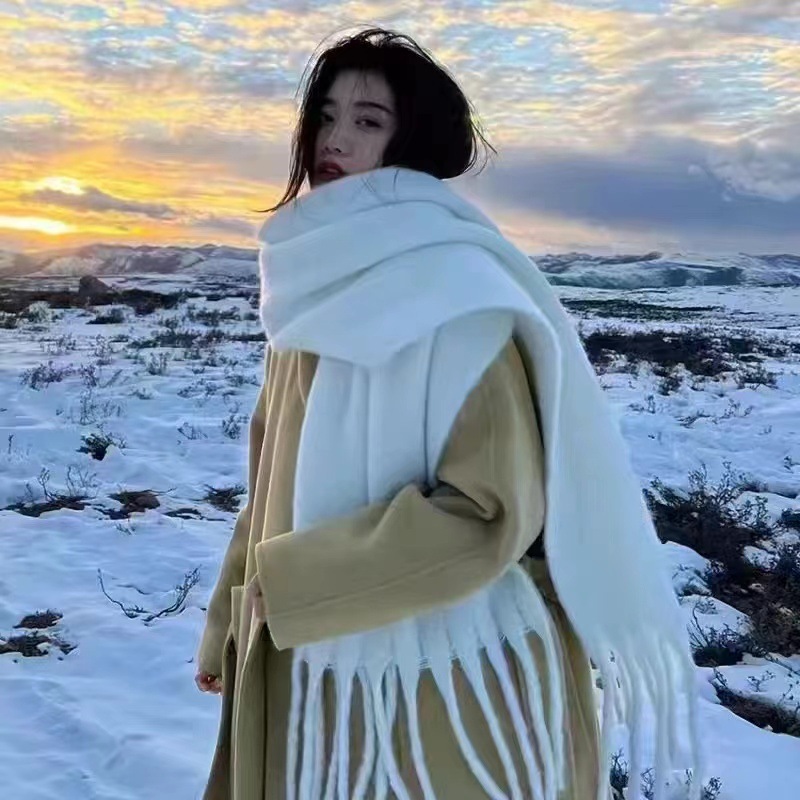 Khăn Quàng Cổ Kẻ Sọc Giả cashmere mùa thu đông cho nữ Khăn choàng Mùa Đông Chất lượng cao Khăn quàng cổ ấm áp siêu dày