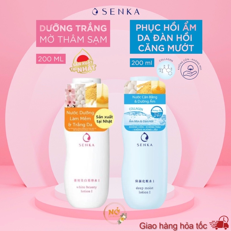 Nước hoa hồng dưỡng trắng làm mềm da senka white beauty lotion i 200ml nhật bản