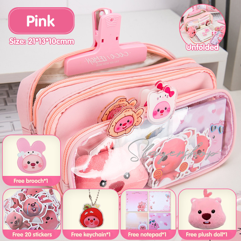 loopy Tempat alat tulis kotak pensil aesthetic Tas PenaTempat Pencil Tas Pensil kapasitas besar