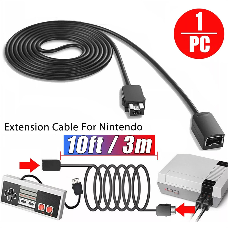 XINGHEC2 3m cáp mở rộng trò chơi Extender dây cho Nintendo SNES cổ điển mini điều khiển cho NES Wii điều khiển Màu đen