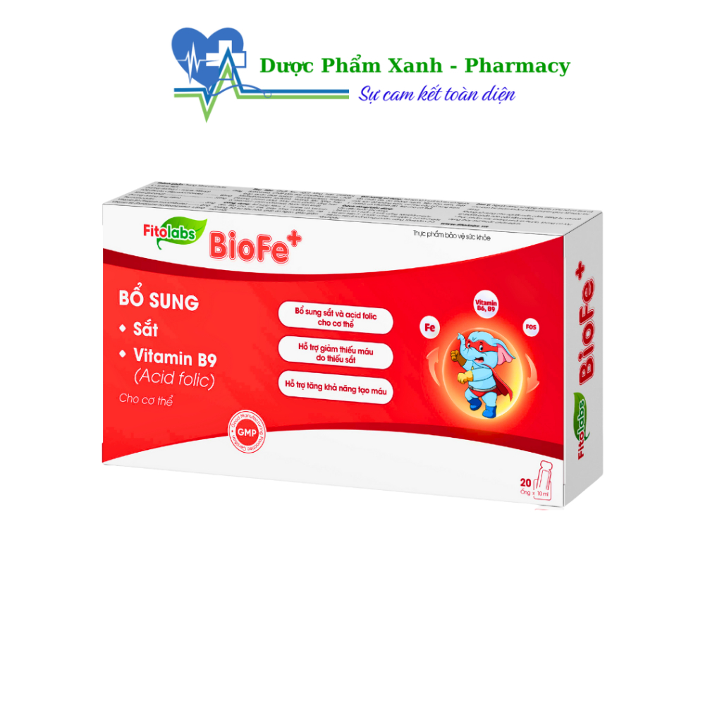 Fitolabs BioFe+ Bổ Sung Sắt, Vitamin B6, B9 Hỗ Trợ Giảm Đau Đầu, Hoa Mắt, Ù Tai – Hộp 20 ống