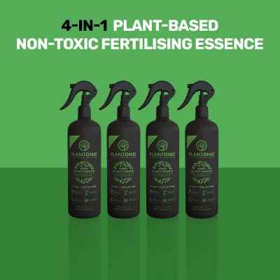 Plantonic 4-In-1 Organic Fertilizer | Plant Based Eco Friendly Soil Enhancer, Seed Treatment & Natural Pest Repellent for Gardening [Bundle of 4] PLANTONIC