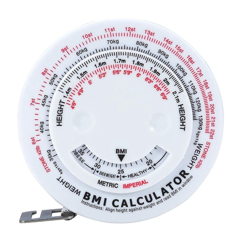 (FYSK) Body Waist Measure Tape Round BMI Tester for Body Measurements Weight Loss Maintain a Healthy Body Shape 1.5M Long