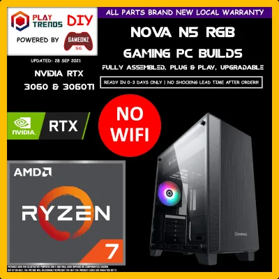 NOVA N5 GAMING PC BUILDS WITH NVIDIA RTX GRAPHICS CARD AND AMD RYZEN CPU