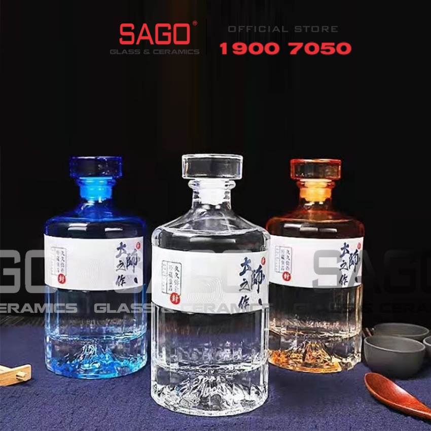 Bình ngâm rượu thủy tinh tròn sọc nắp thủy tinh 500ml | tùy chọn màu sắc