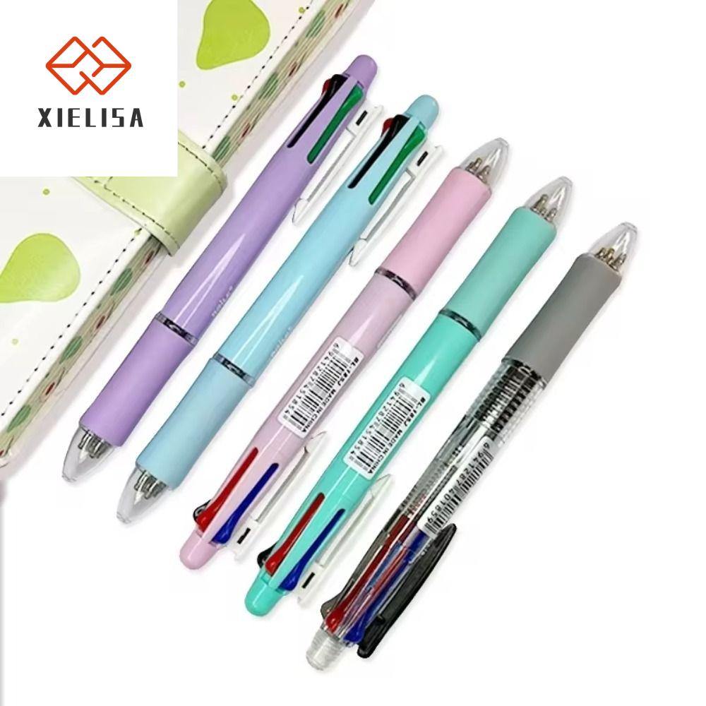 XIELISA 4pcs 1 bút chì tự động Bút bi nhiều màu Bút bi 4 màu 5 trong 1 Bút bi lăn ép Đa chức năng Sá