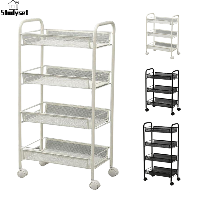 Studyset 3 Tier/4 Tier Utility Rolling Carts With Handle Lockable Casters Storage Rolling Carts For Office Garage Workshop ราคา 873 บาท*ส่งฟรี