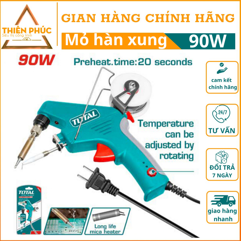 Mỏ hàn xung total 90w tet160732, mỏ hàn nhanh chóng, nhỏ gọn
