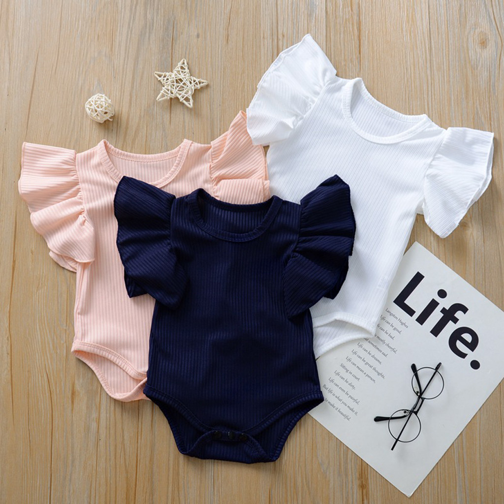 Trẻ sơ sinh trẻ sơ sinh nam nữ rắn Ruffle Romper áo liền quần ôm sát quần áo trang phục mariners bé gái