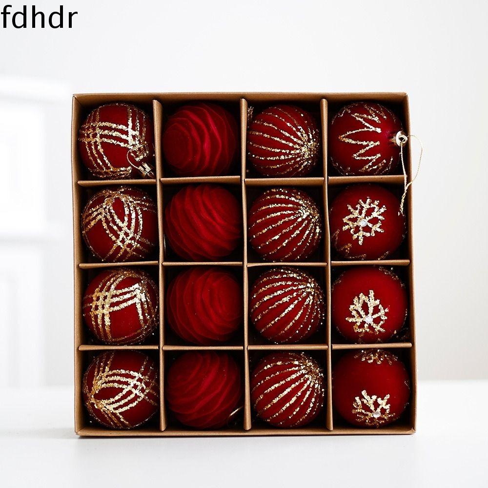 FDHDR 16pcs Lấp lánh Bộ bóng giáng sinh nhồi bông Nhựa 6cm dây chuyền bóng giáng sinh sơn Bóng Treo Cây giáng sinh Chống vỡ Đồ trang trí Cây giáng sinh Trang trí Giáng sinh trong nhà