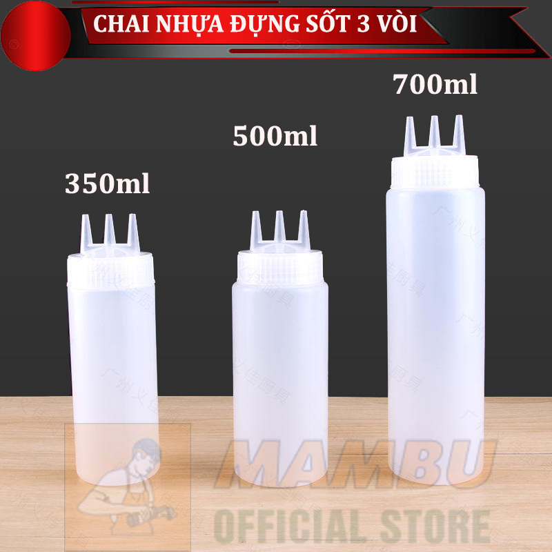 Chai nhựa đựng sốt 3 vòi
