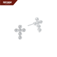 Top Cash Jewellery 10k Lab Grown Diamond Dots Cross Stud Earrings