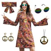 Mryuwb Hippie Dress Costume Set for Women - 60s Party