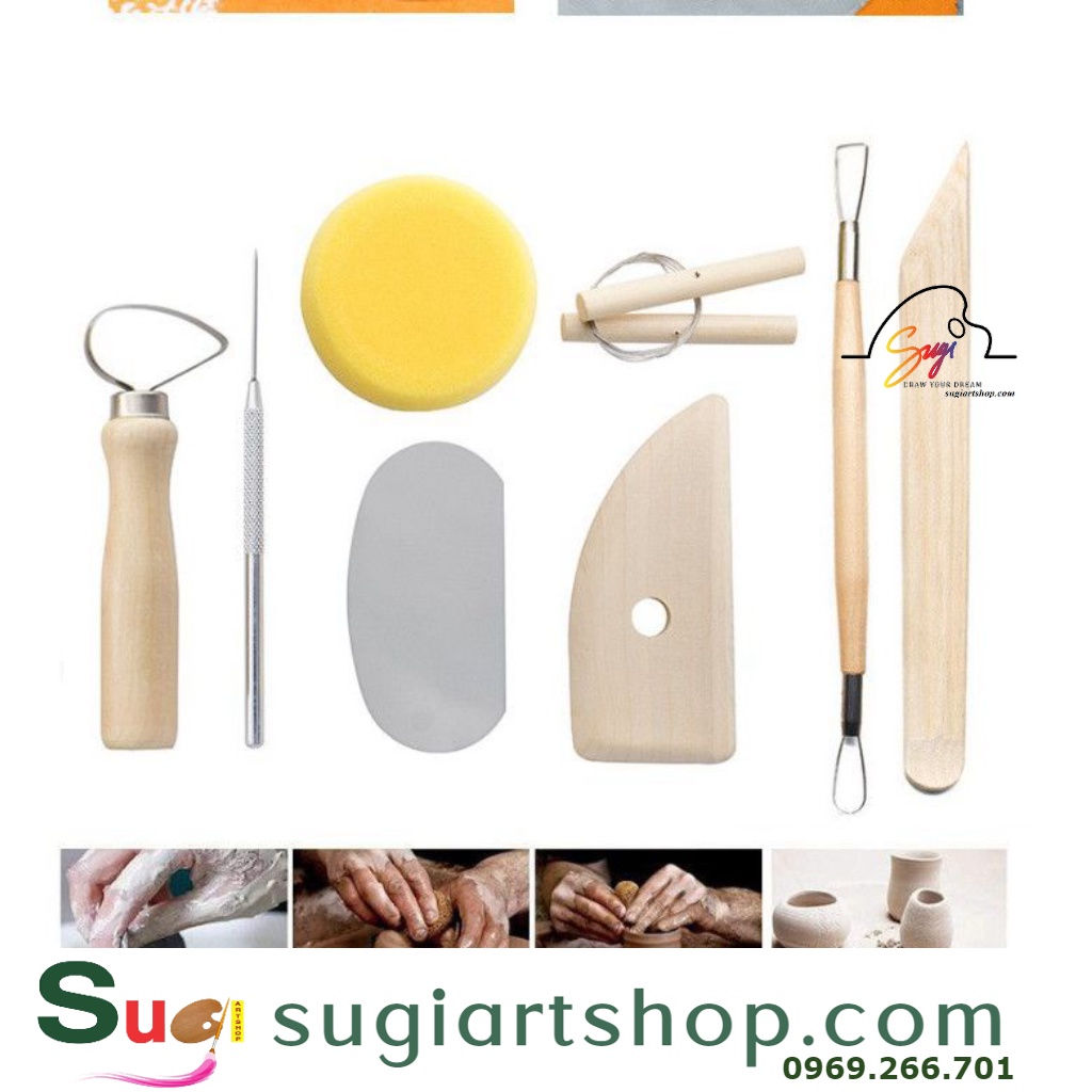 Bộ Dụng Cụ Làm Đất Sét Nghệ Thuật, Đồ Gốm, Polymer, Ceramic Clay, dùng nặn tạo hình làm mịn