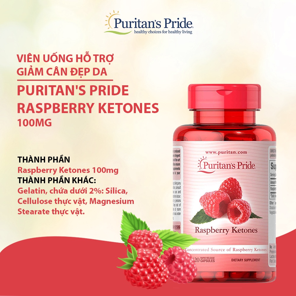 Supports Weight Loss and a Beautiful Figure, Reduces Blood Cholesterol Levels Raspberry Ketones 100Mg 120 Tablets Puritan's Pride from the Us - Prevents the Body's Absorption of Lipids While Destroying Fats, Helps Lose Weight Naturally, Maintains Weight W