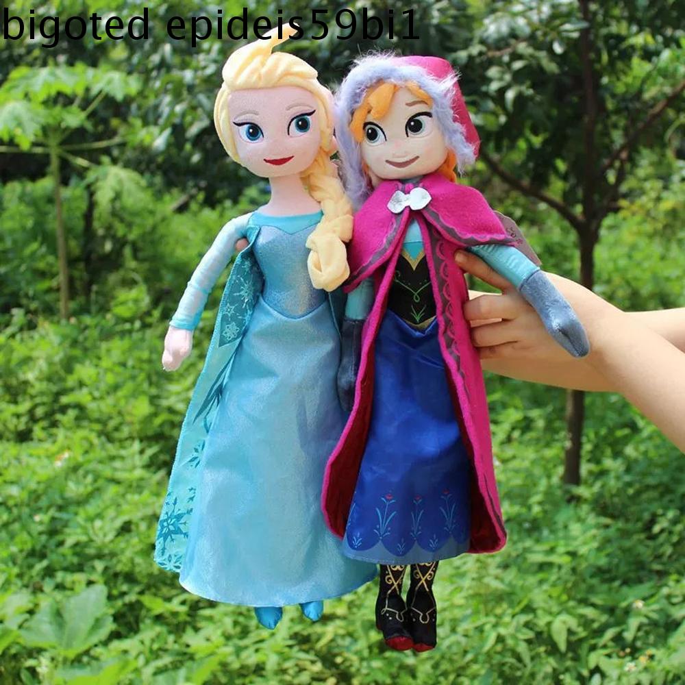 GOTEDE 40/50 cm Đồ chơi sang trọng đông lạnh Phim hoạt hình Anna Elsa Búp bê Công chúa Anna Đồ chơi 