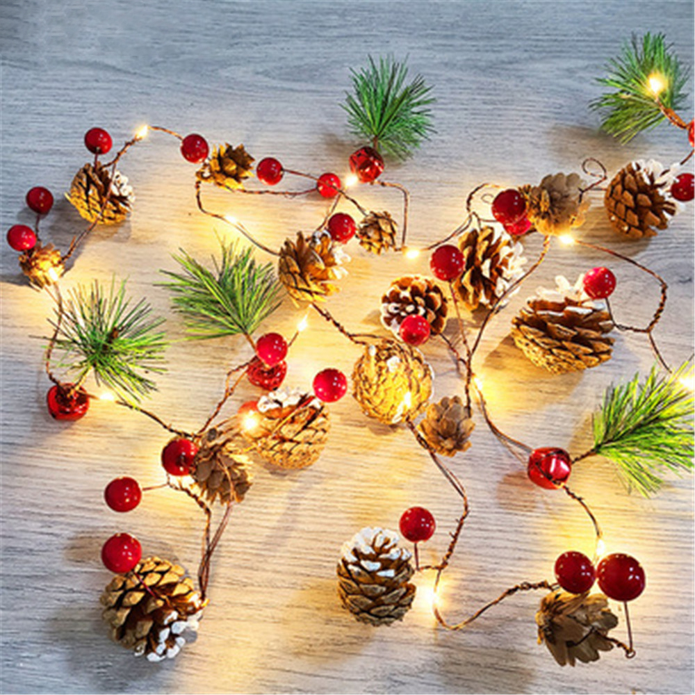2m 20led String Outdoor Waterproof Pine Cone Led Copper Wire Fairy Garland Patio Xmas Decoration