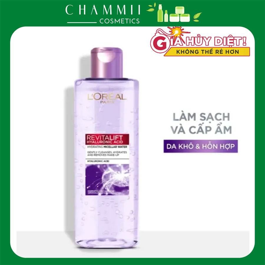 Nước Tẩy Trang tím L'Oreal Paris Pure Revitalift Hyaluronic Acid 400ml