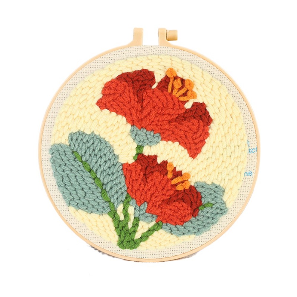 GIORGIONE Flower Pattern Punch Set work Handmade Embroidery Starter Kit Sewing Supplies Cute Rug Punch Beginner