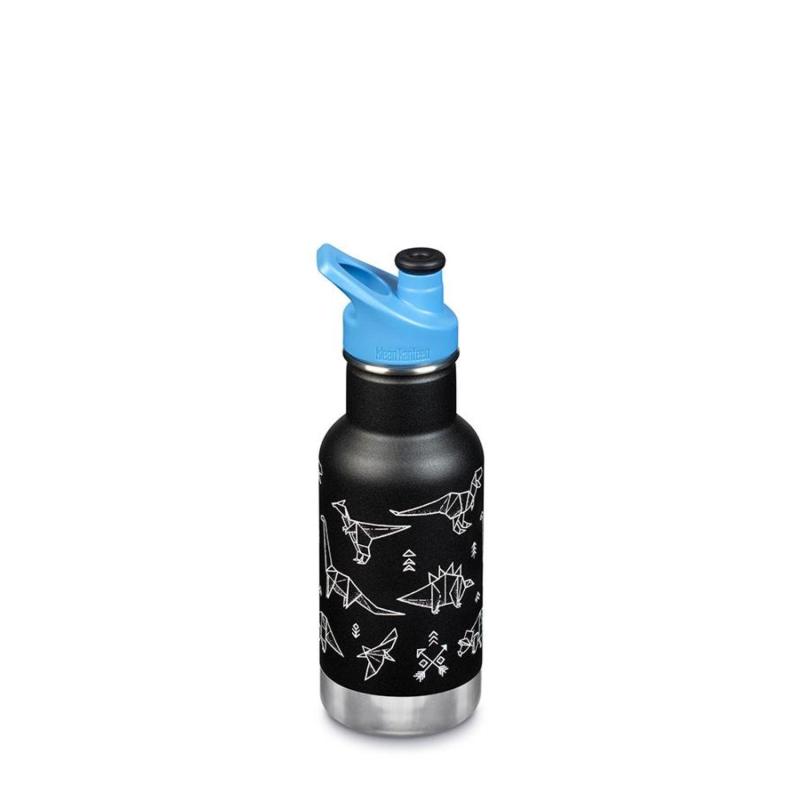 Klean Kanteen Insulated Kid Classic 12oz Water Bottle (W/Kid Sport Cap) (Paper Dinos)