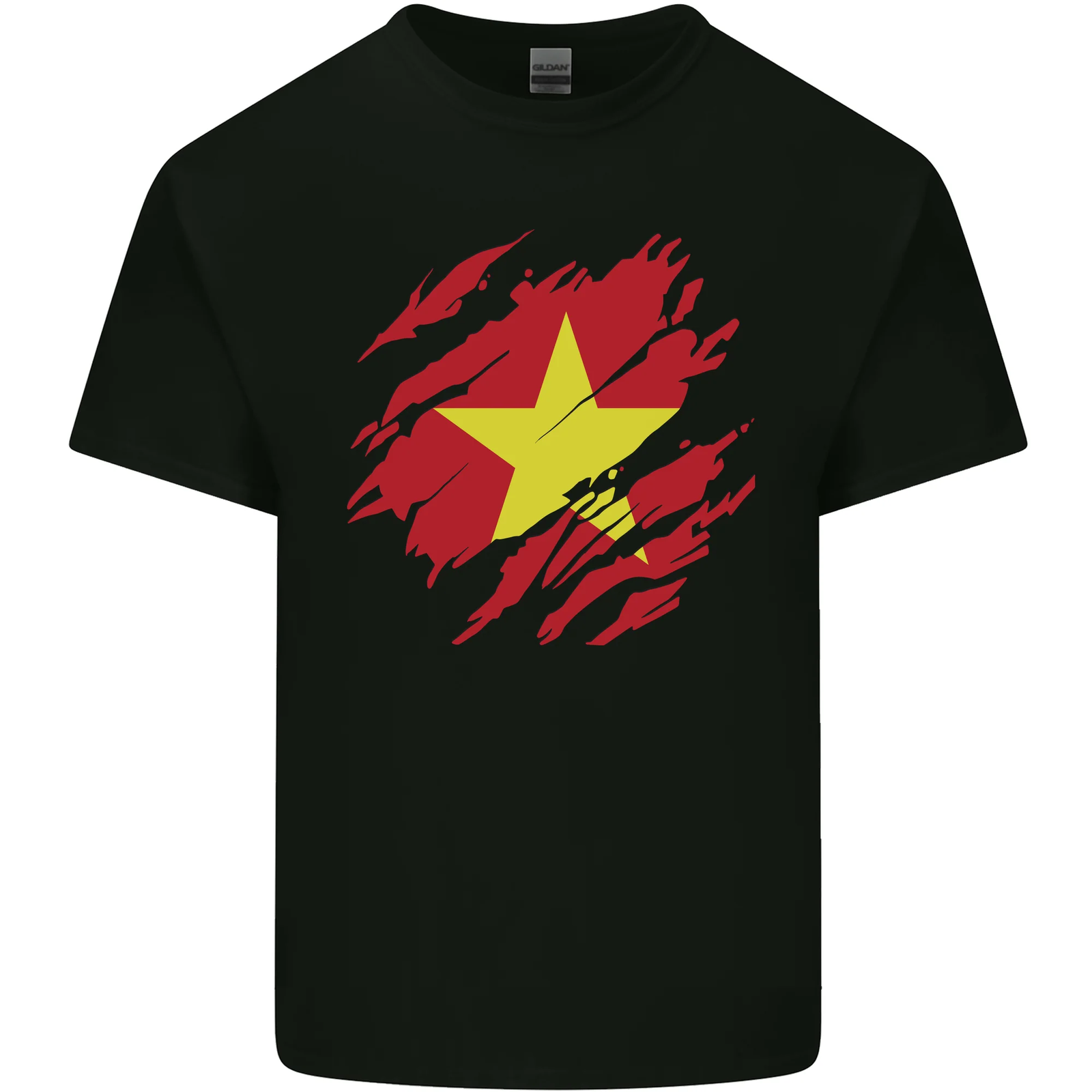 Torn Vietnam Flag Vietnamese Day Football Mens Cotton Tshirt Tee