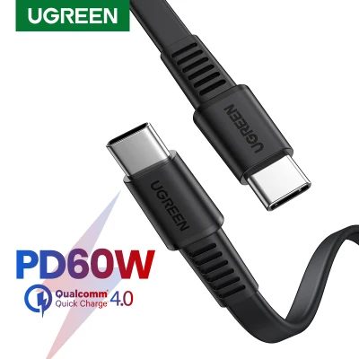 UGREEN USB C to USB C PD 60W Flat Cable 3A Fast Charging for Tablet/SAMSUNG s20+/iPad Pro 2020 Ipad Pro 2021