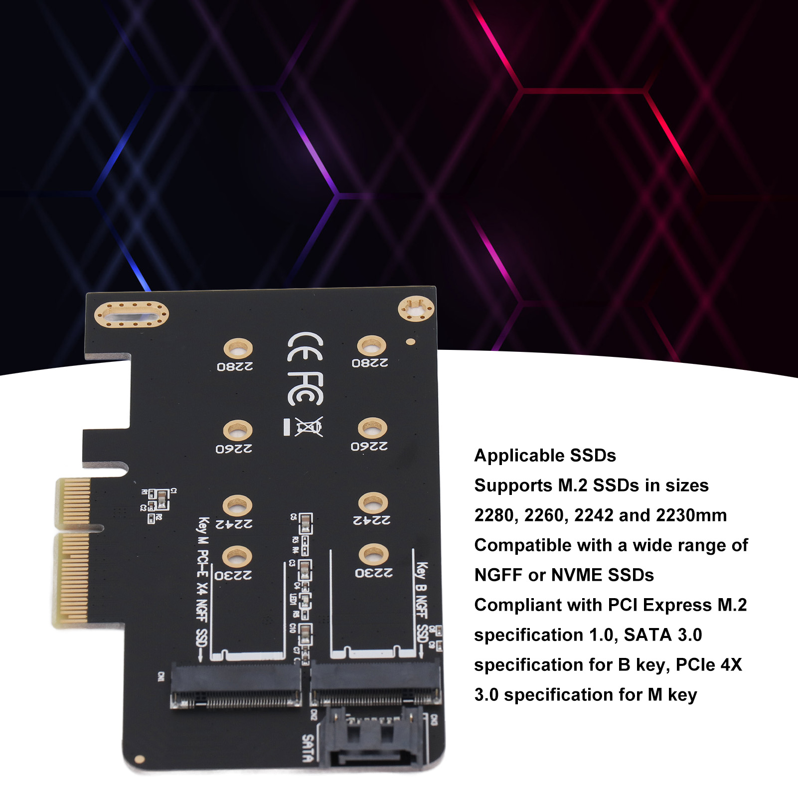 Garosa Thẻ chuyển đổi PCIe NVME ổn định Cài đặt dễ dàng Hỗ trợ phím B Phím M NGFF M.2 sang PCIe cho SSD 2242 2260 2280 Giá 147,000 Đồng*Miễn phí vận chuyển