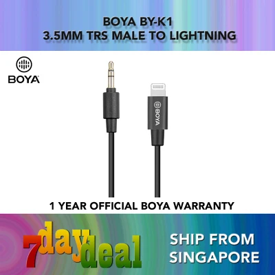 BOYA BY-K1 3.5mm TRS (Male) to Lightning (Male) Audio Adapter