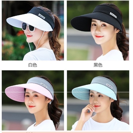 Mũ nón nữ rộng vành nửa đầu chống nắng gấp gọn được phối màu rất đẹp và