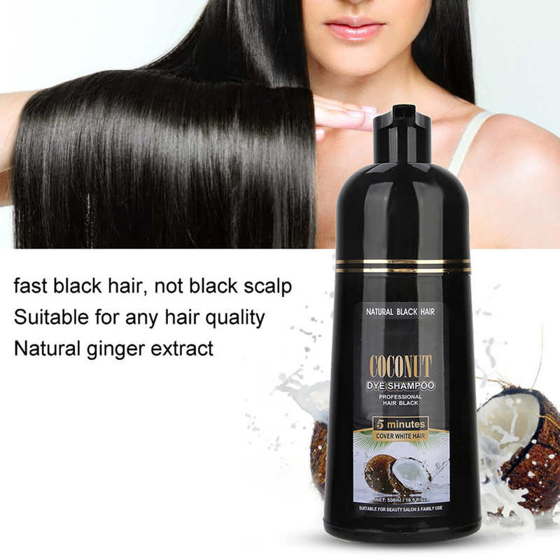 【Limited stock】 Hair Growth Shampoo 500ml Coconut Ginger Shampoo Fast Black Hair Hair Dye Coloring N