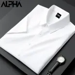 Áo sơ mi nam tay ngắn Trắng Đen GEN ALPHA, Vải Chéo Thái mềm mịn, co giãn, thoáng khí Sơ mi Trắng Đen Tay Ngắn BASIC