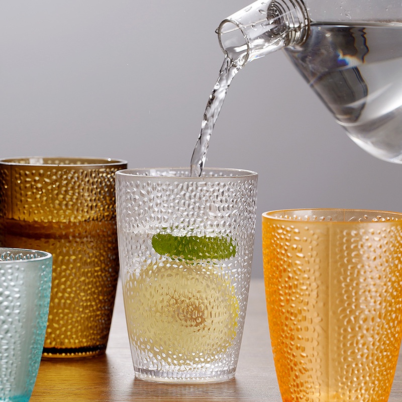 Creative Acrylic Cup Multi Color Drop-resistant Household Bottle High Temperature Plastic Water Cup Commercial Beverage Juice Cup ราคา 10 บาท*ส่งฟรี