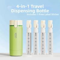 LUZMAR Portable Travel Sub-bottling Wash Care Set 4-in-1 Leak-Proof Pump Bottle Dispenser Push-Style Design Toiletries Bottle Set Shampoo Shower Gel Storage